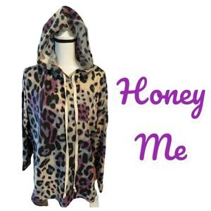 Honeyme hooded sweatshirt Animal print womens Size medium
